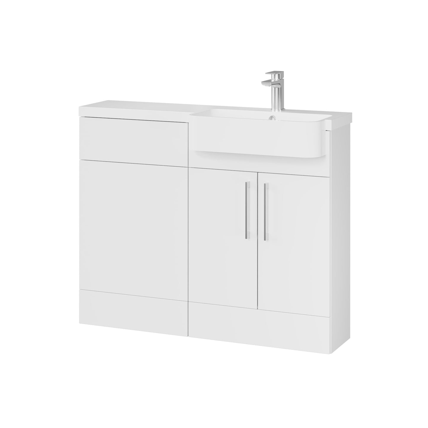 Fairford Union Gloss White 1100mm Square Semi Recessed Basin Right Hand Combination Pack