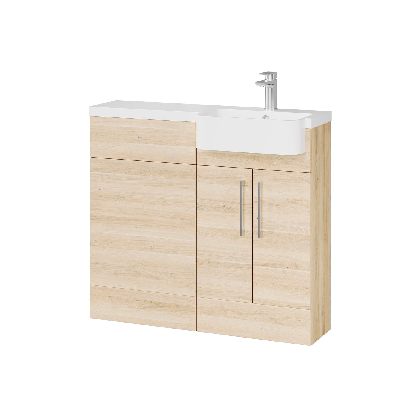 Fairford Union Light Oak 1000mm Square Semi Recessed Basin Right Hand Combination Pack