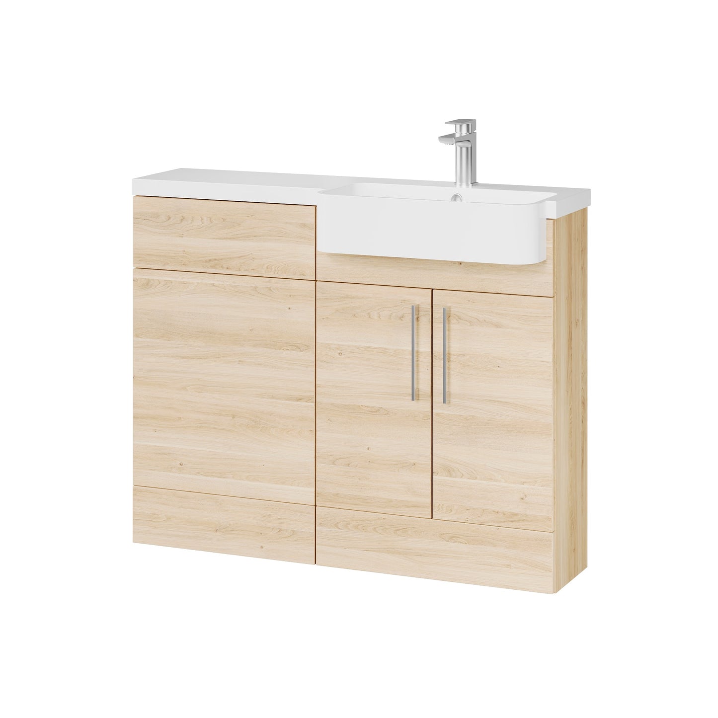 Fairford Union Light Oak 1100mm Square Semi Recessed Basin Right Hand Combination Pack