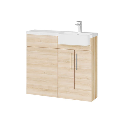 Fairford Union Light Oak 1000mm Round Semi Recessed Basin Right Hand Combination Pack