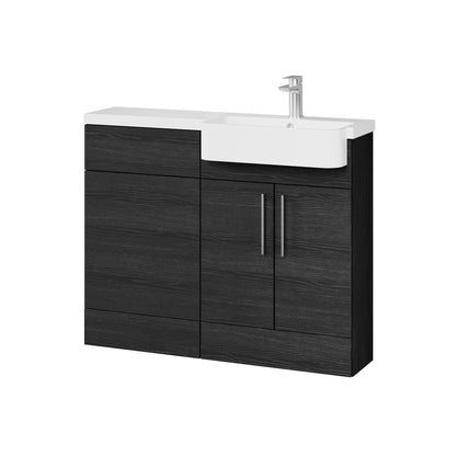 Fairford Union Black Woodgrain 1100mm Round Semi Recessed Basin Right Hand Combination Pack
