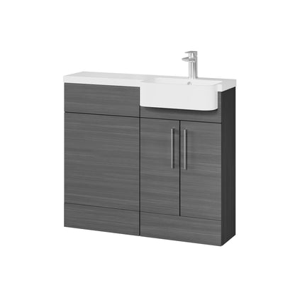 Fairford Union Anthracite Woodgrain 1000mm Round Semi Recessed Basin Right Hand Combination Pack