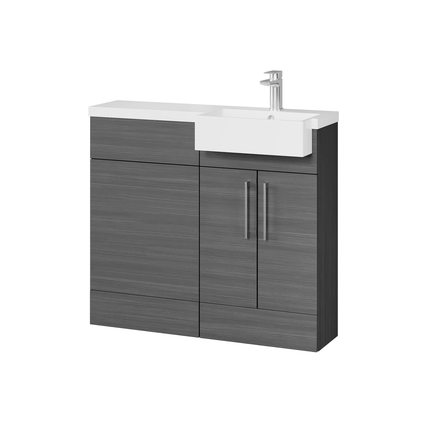 Fairford Union Anthracite Woodgrain 1000mm Square Semi Recessed Basin Right Hand Combination Pack