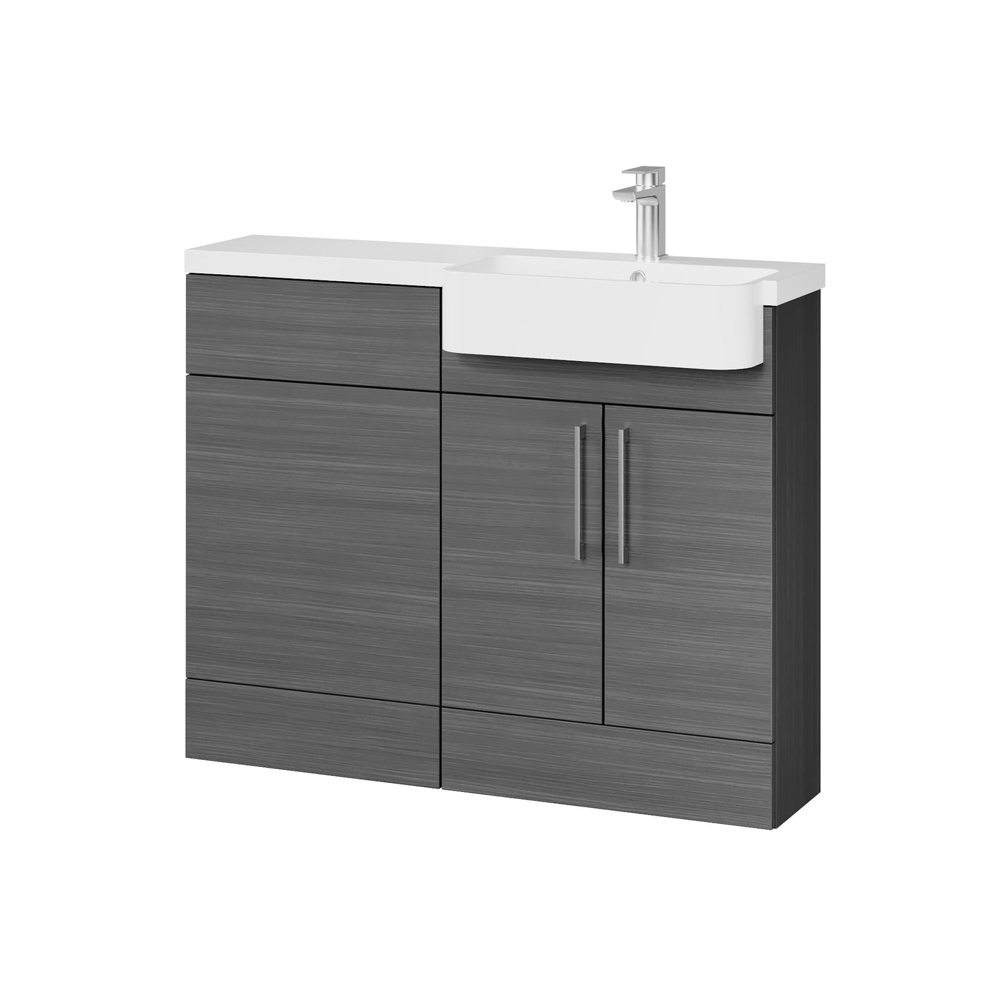 Fairford Union Anthracite Woodgrain 1100mm Round Semi Recessed Basin Right Hand Combination Pack