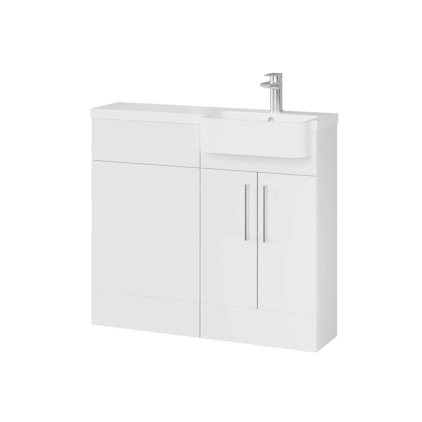 Fairford Union Gloss White 1000mm Round Semi Recessed Basin Right Hand Combination Pack
