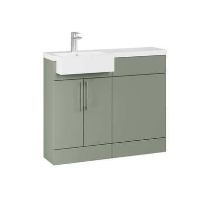 Fairford Union Style Slab Matt Lux Green 1000mm Square Semi Recessed Basin Left Hand Combination Pack