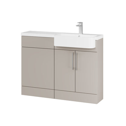 Fairford Union Style Slab Matt Stone Grey 1100mm Round Semi Recessed Basin Right Hand Combination Pack