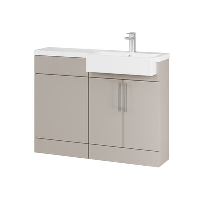 Fairford Union Style Slab Matt Stone Grey 1100mm Square Semi Recessed Basin Right Hand Combination Pack