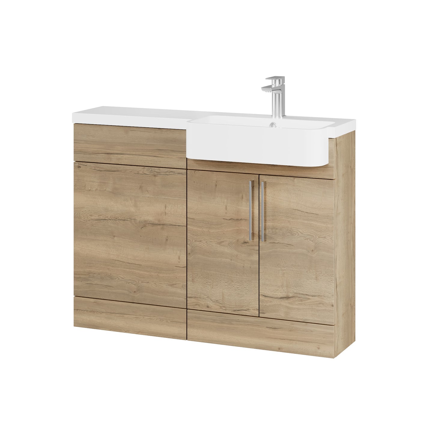 Fairford Union Style Slab Dark Oak 1100mm Round Semi Recessed Basin Right Hand Combination Pack