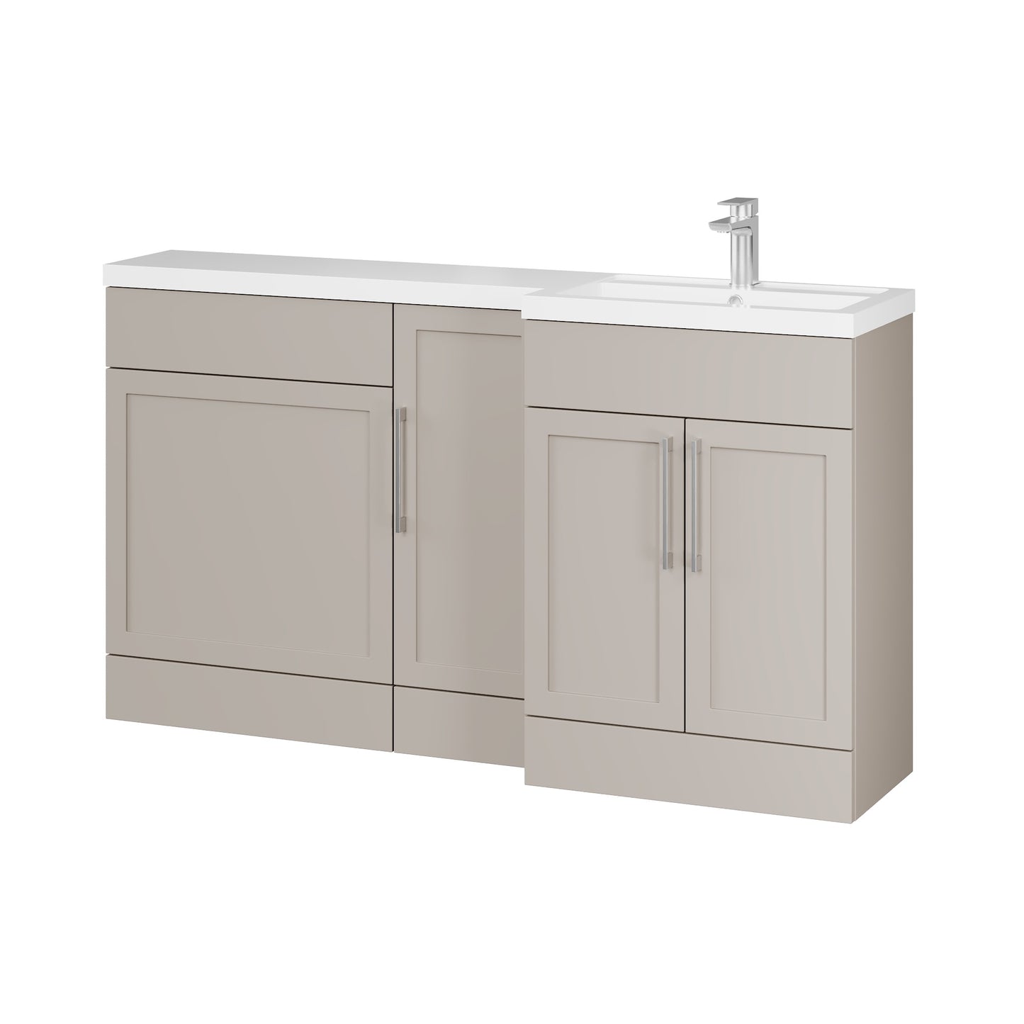 Fairford Union Style Shaker Matt Stone Grey 1500mm L Shape Right Hand Combination Pack