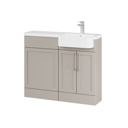 Fairford Union Style Shaker Matt Stone Grey 1000mm Round Semi Recessed Basin Right Hand Combination Pack