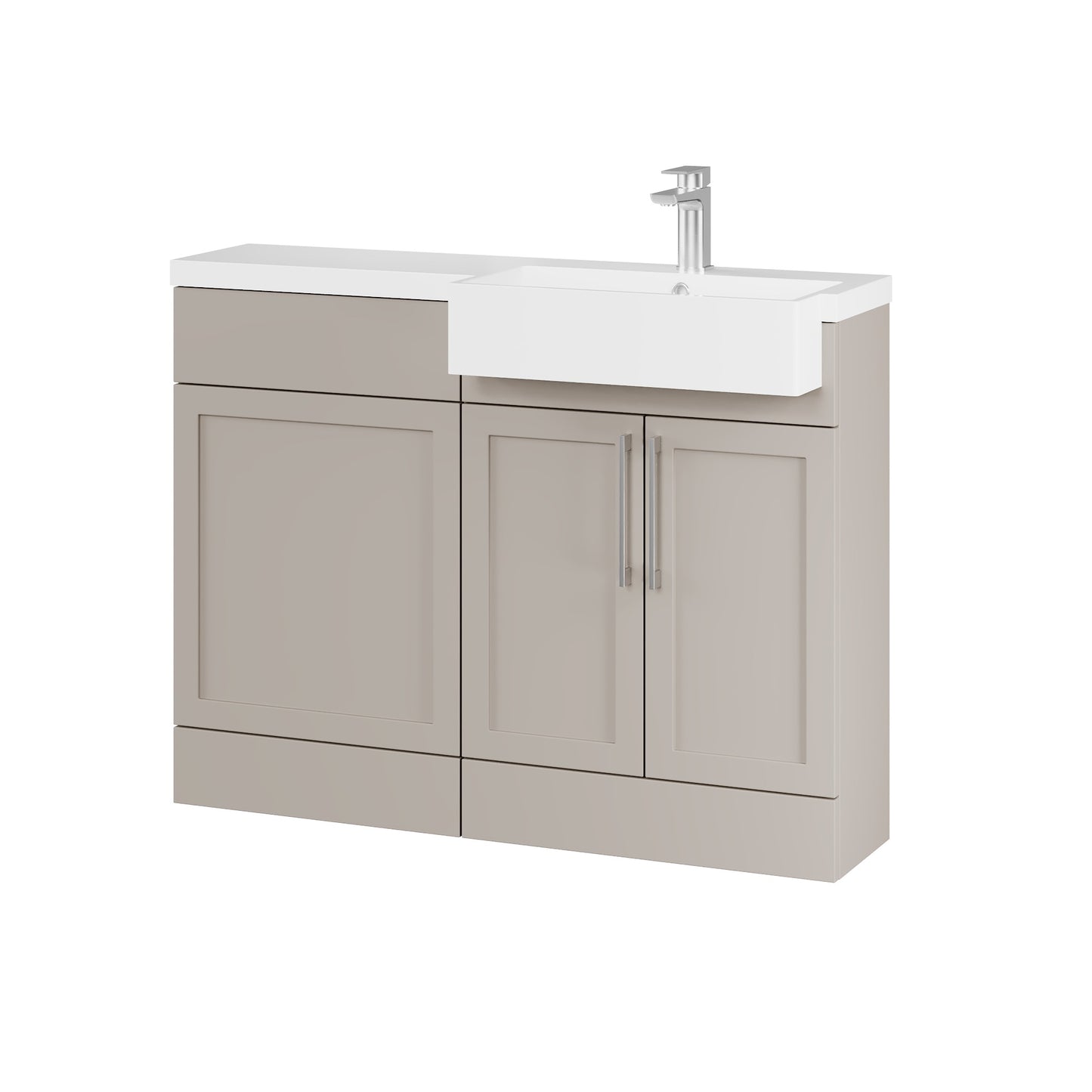 Fairford Union Style Shaker Matt Stone Grey 1100mm Square Semi Recessed Basin Right Hand Combination Pack