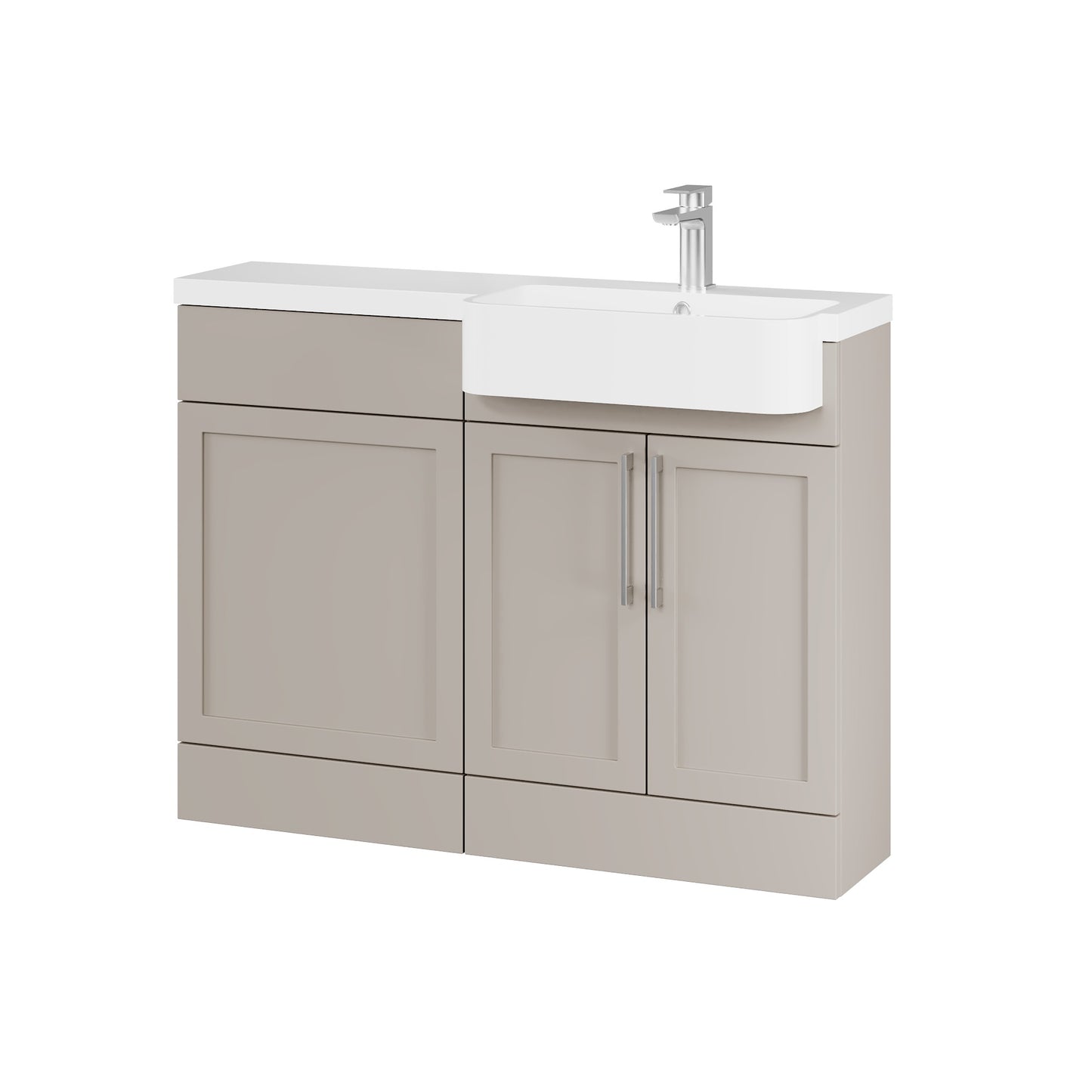Fairford Union Style Shaker Matt Stone Grey 1100mm Round Semi Recessed Basin Right Hand Combination Pack