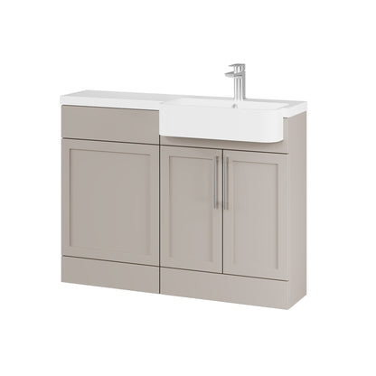Fairford Union Style Shaker Matt Stone Grey 1100mm Round Semi Recessed Basin Right Hand Combination Pack