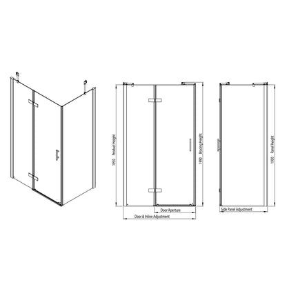Fairford Pro 8 1200mm Frameless 8mm Hinged Shower Door