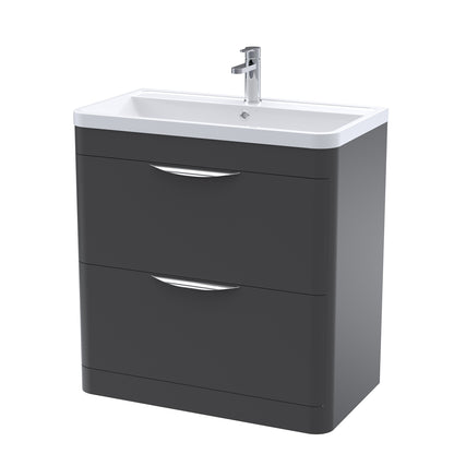 Fairford Flow 800mm 2 Drawer Satin Anthracite Floor Standing Vanity Unit