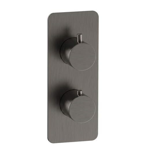 Fairford Element 7 Gunmetal Twin Shower Valve, 1 Outlet