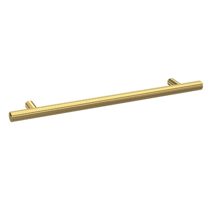 Knurled Bar Handle, Brushed Brass, 192mm Centres