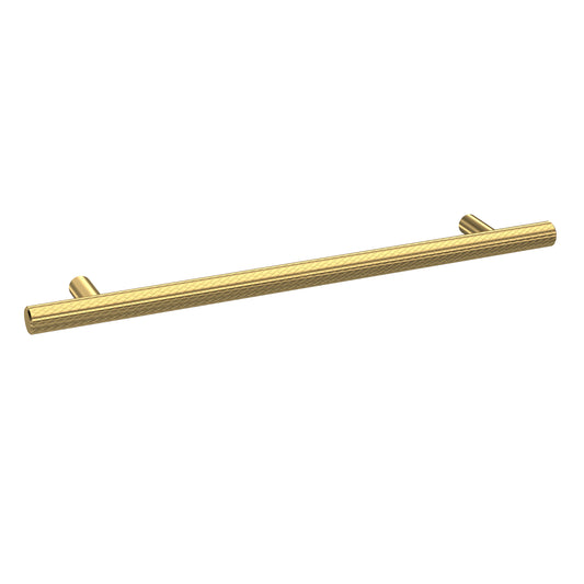Knurled Bar Handle, Brushed Brass, 192mm Centres