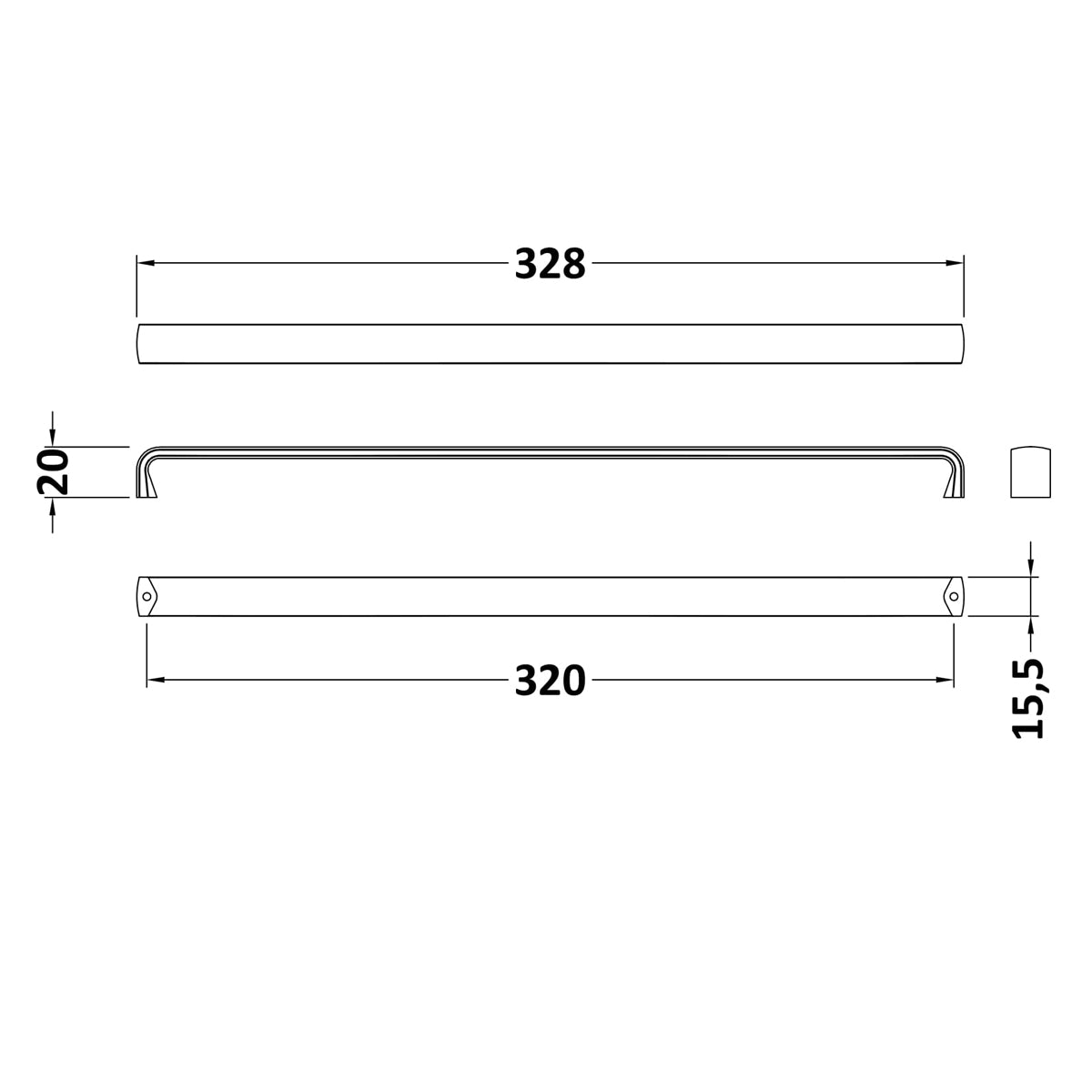 Fairford Chrome Slimline D Handle