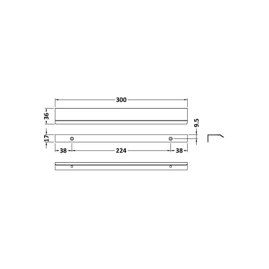 Fairford Chrome 300mm Finger Pull Handle