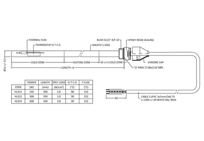 Fairford 300W Chrome Heating Element