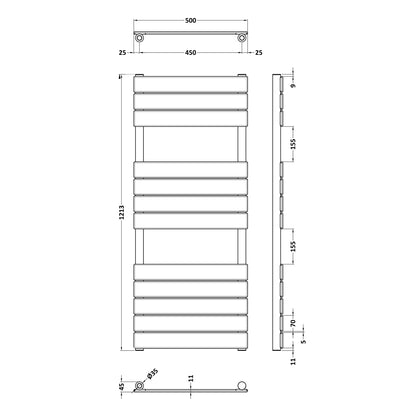 Fairford Brushed Brass 1213 x 500mm Flat Panel Towel Rail