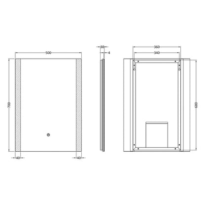 Fairford Hori 500 x 700mm LED Touch Sensor Mirror
