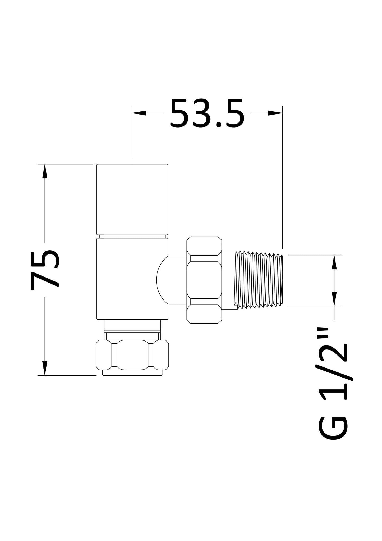 Fairford Square Radiator Valve, Angled, Pair