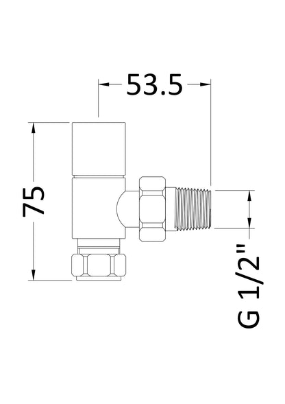 Fairford Square Radiator Valve, Angled, Pair