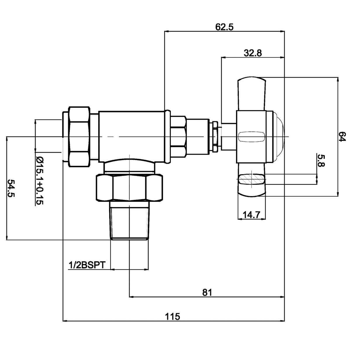 Fairford Winchester Crosshead Angled Radiator Valves - Pair
