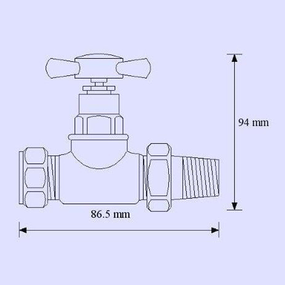 Fairford Winchester Crosshead Straight Radiator Valves - Pair