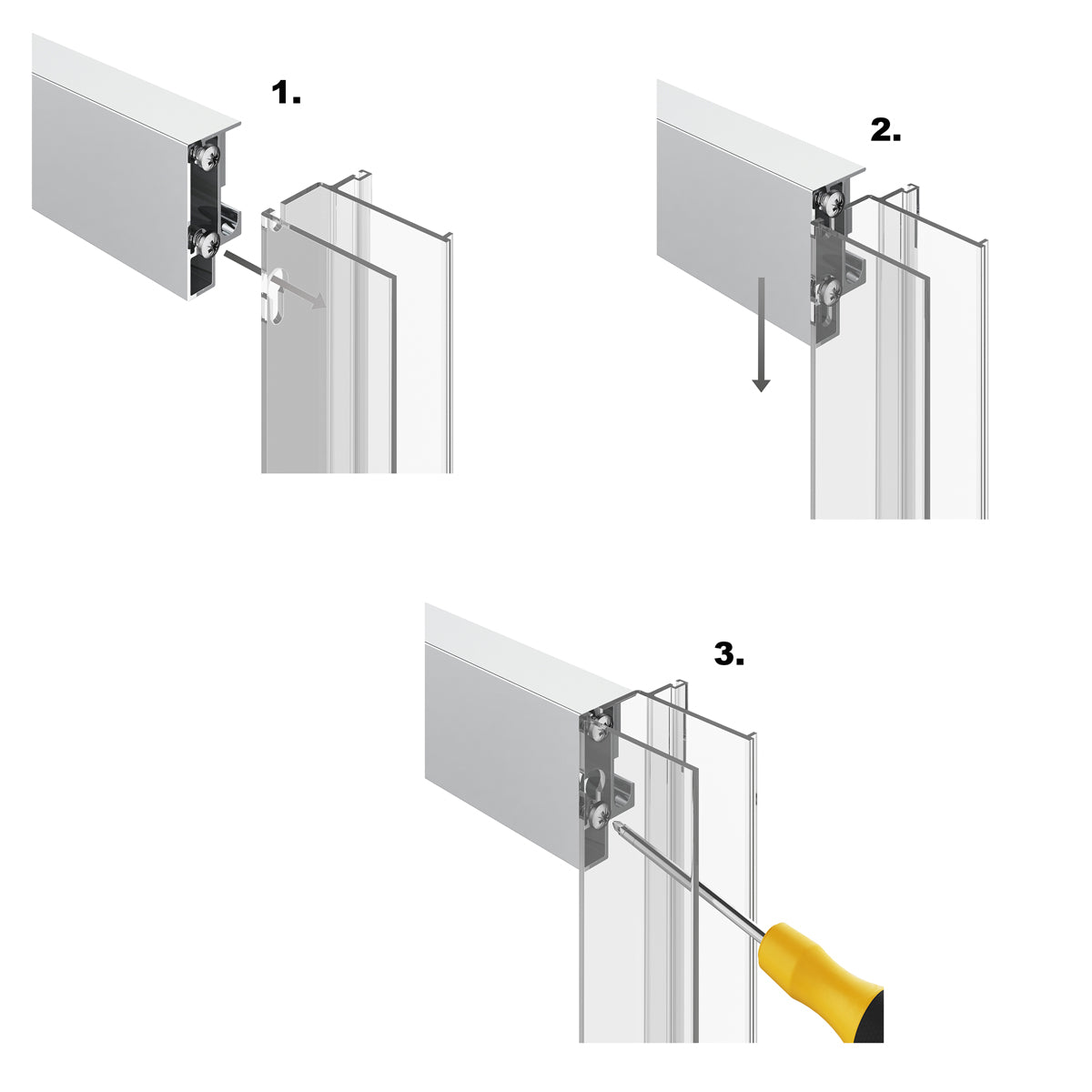 Fairford Pro 8 1400mm Frameless 8mm Hinged Shower Door with 2 Inline Panels