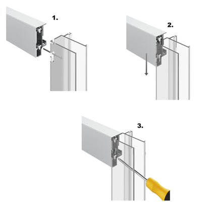 Fairford Pro 8 1400mm Frameless 8mm Hinged Shower Door with 2 Inline Panels