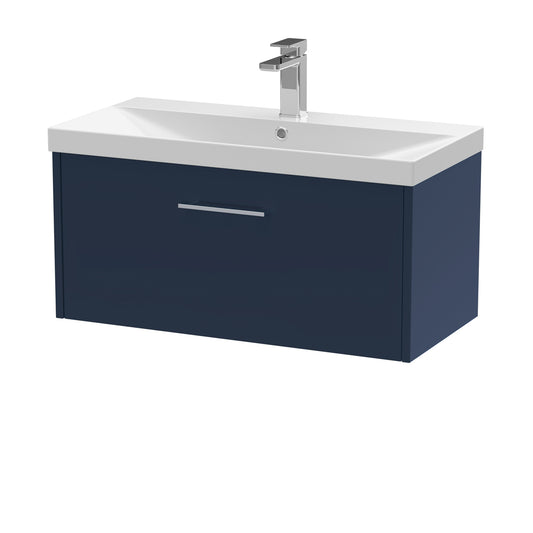 Fairford Anika 800mm Matt Blue 1 Drawer Wall Hung Vanity Unit
