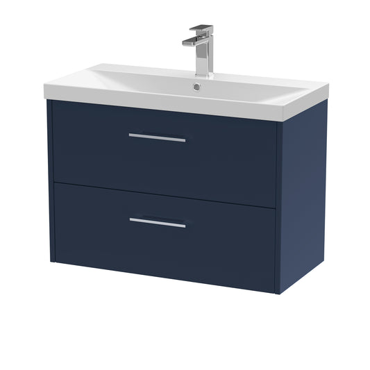 Fairford Anika 800mm Matt Blue 2 Drawer Wall Hung Vanity Unit