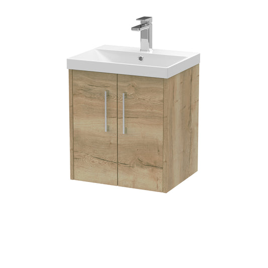 Fairford Anika 500mm Oak Woodgrain 2 Door Wall Hung Vanity Unit