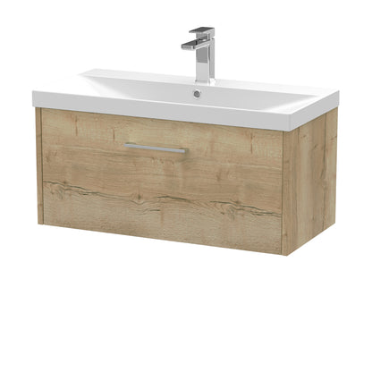 Fairford Anika 800mm Oak Woodgrain 1 Drawer Wall Hung Vanity Unit