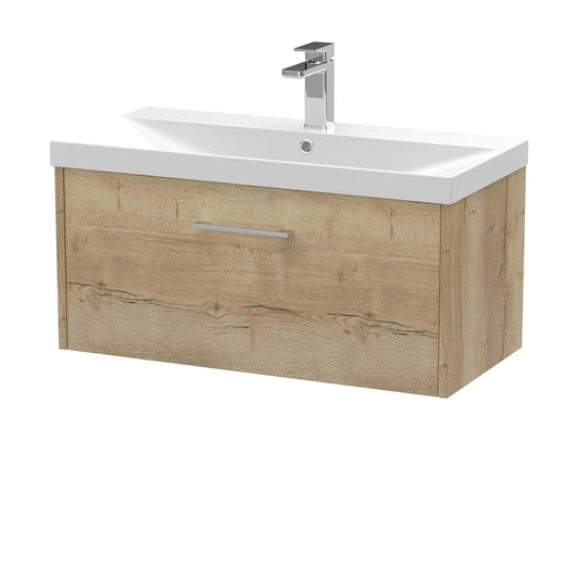 Fairford Anika 800mm Oak Woodgrain 1 Drawer Wall Hung Vanity Unit