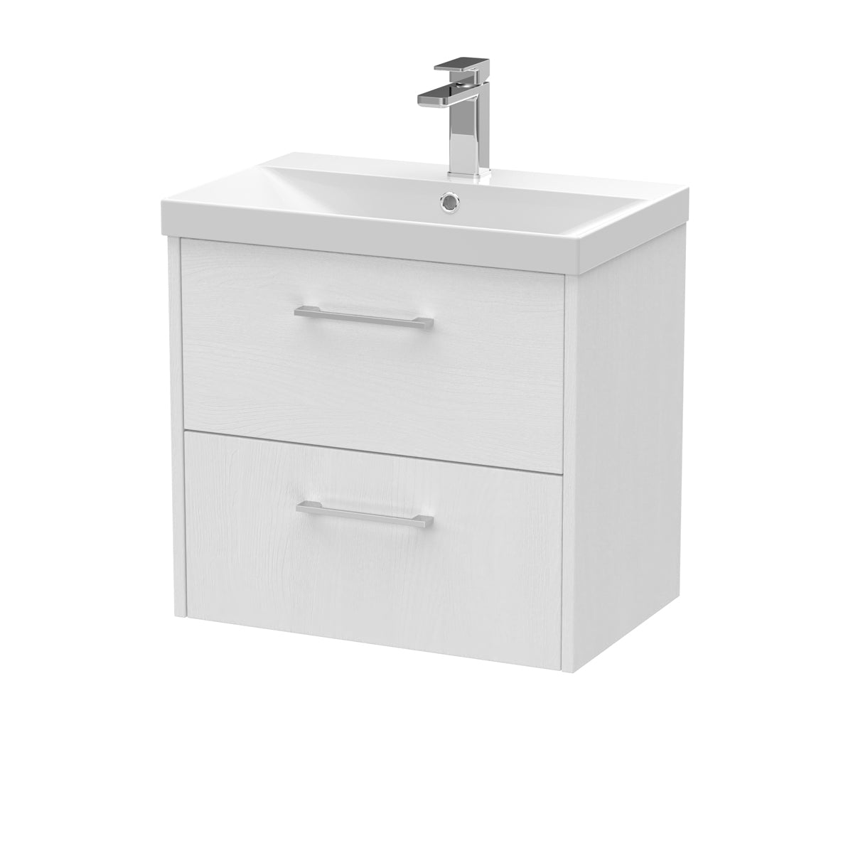 Fairford Anika 600mm White Woodgrain 2 Drawer Wall Hung Vanity Unit