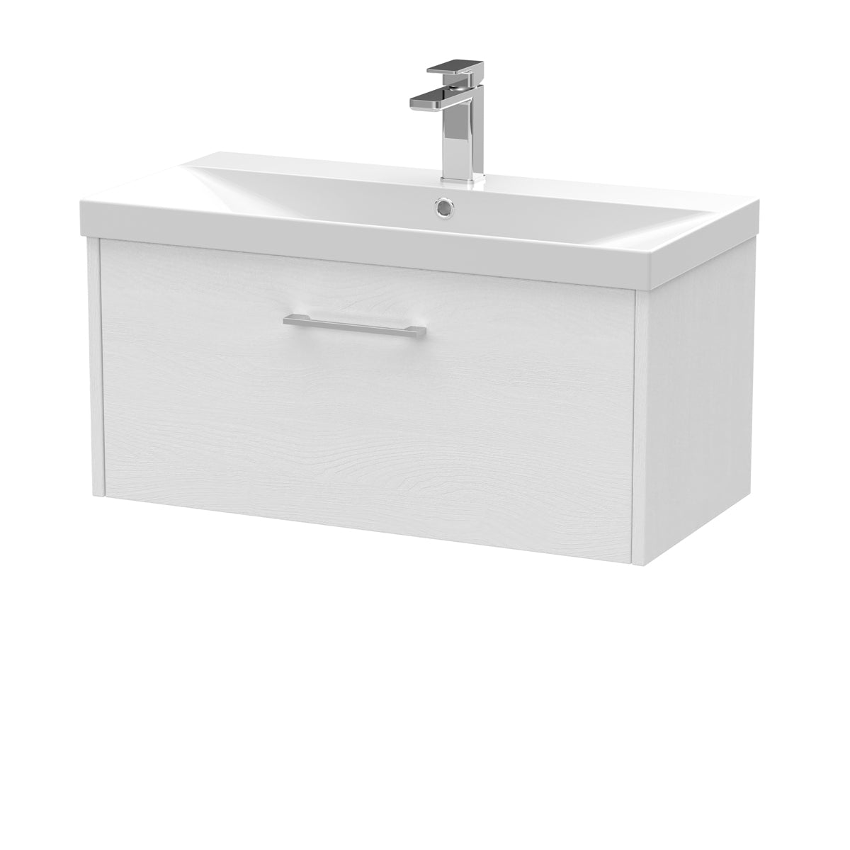 Fairford Anika 800mm White Woodgrain 1 Drawer Wall Hung Vanity Unit