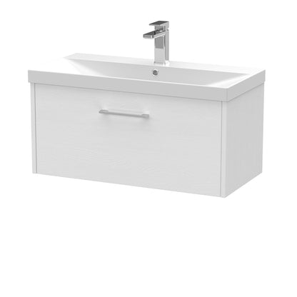 Fairford Anika 800mm White Woodgrain 1 Drawer Wall Hung Vanity Unit