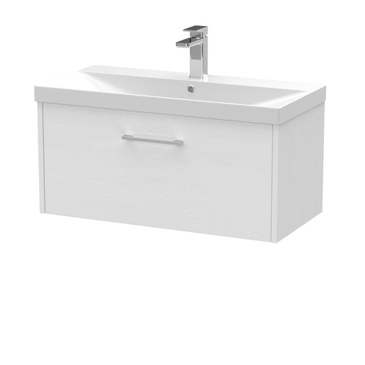 Fairford Anika 800mm White Woodgrain 1 Drawer Wall Hung Vanity Unit
