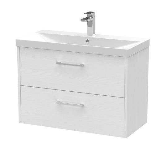 Fairford Anika 800mm White Woodgrain 2 Drawer Wall Hung Vanity Unit