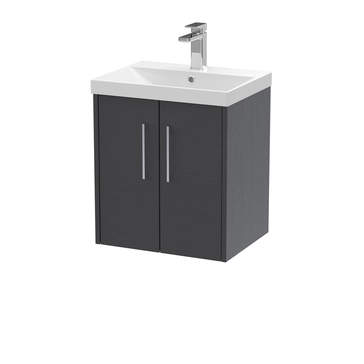 Fairford Anika 500mm Graphite Woodgrain 2 Door Wall Hung Vanity Unit