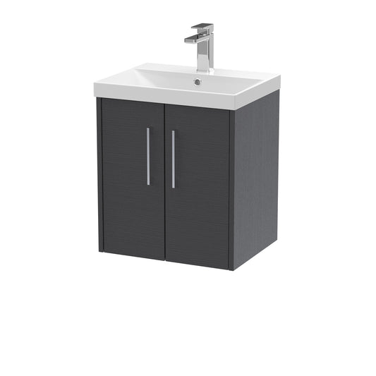 Fairford Anika 500mm Graphite Woodgrain 2 Door Wall Hung Vanity Unit