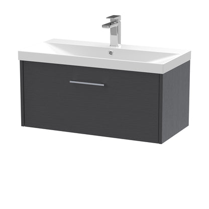 Fairford Anika 800mm Graphite Woodgrain 1 Drawer Wall Hung Vanity Unit