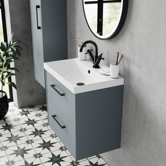 Fairford Anika 800mm Matt Grey 2 Drawer Wall Hung Vanity Unit