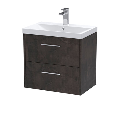 Fairford Anika 600mm Matt Slate 2 Drawer Wall Hung Vanity Unit