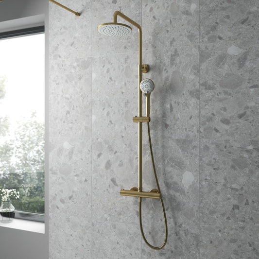 Fairford Element 5 Pro Brushed Brass Shower Kit, Dual O